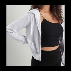 Garage grey cropped zip up hoodie